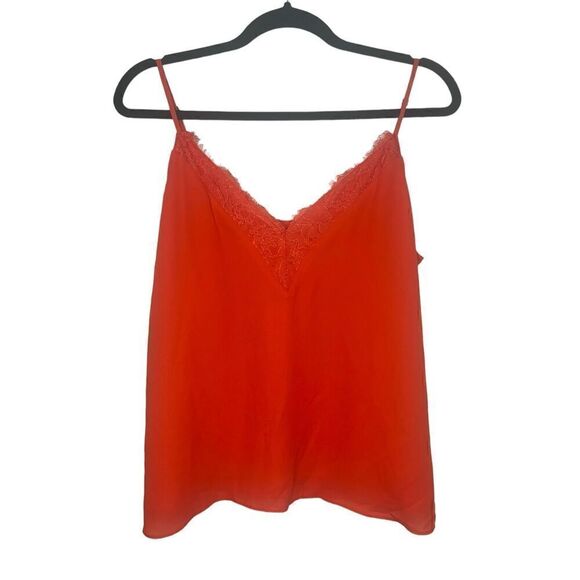 Socialite Lace V-Neck Red/Orange Cami Tank Top - Women’s L - Picture 1 of 6